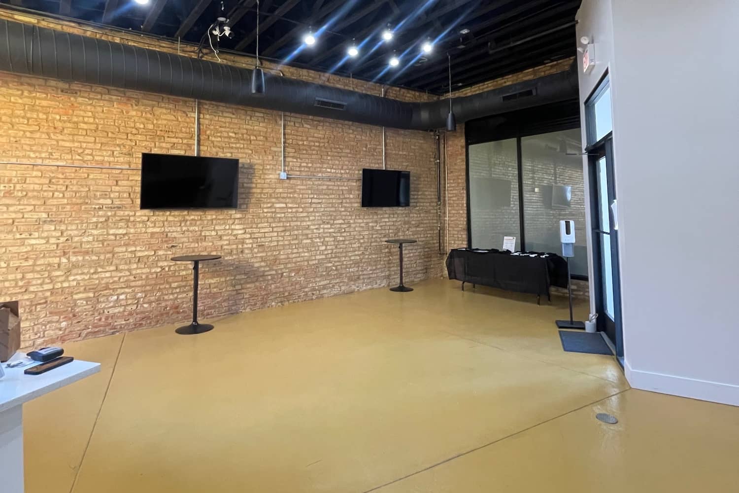 new yellow painted commercial floor