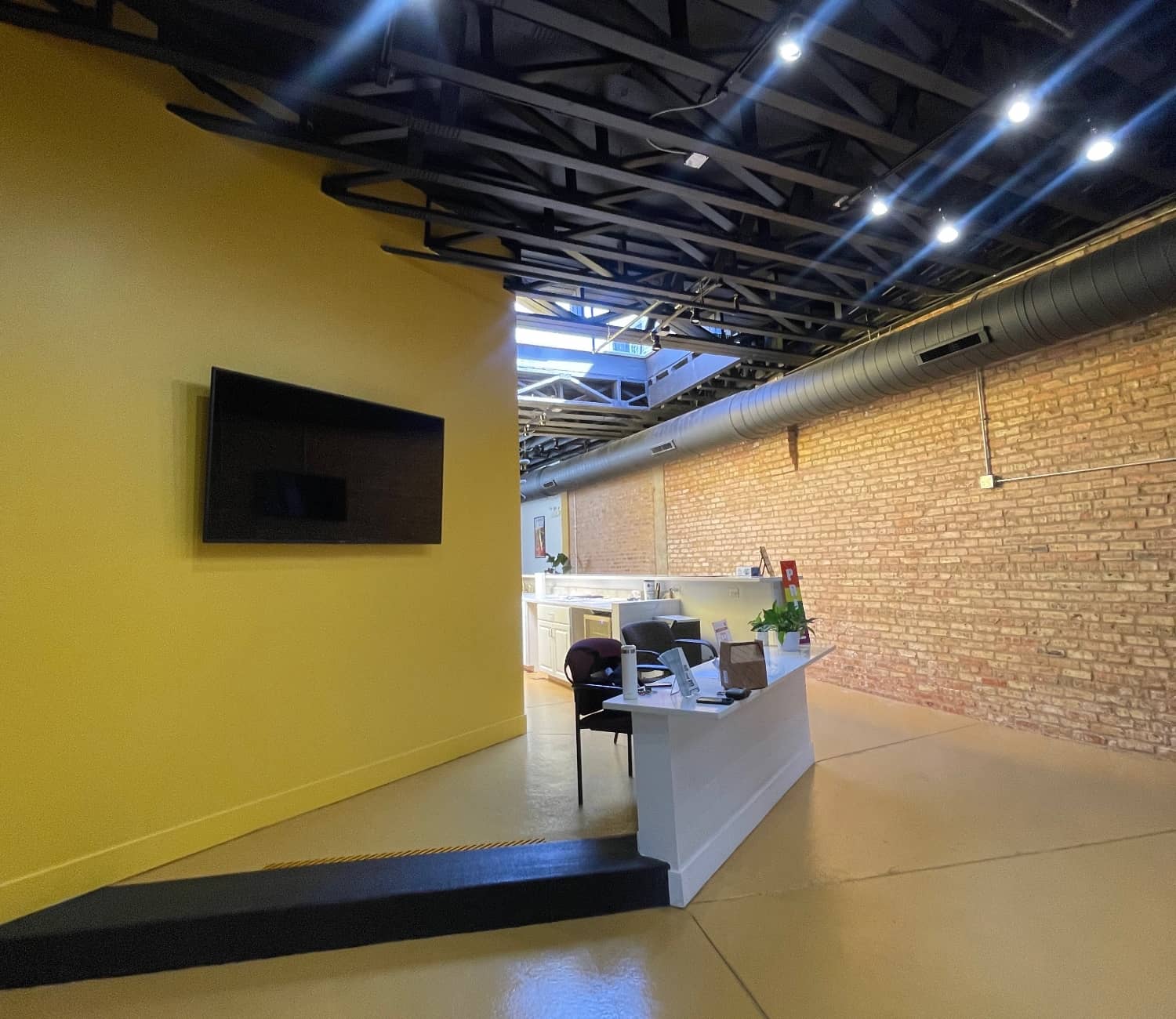 painted yellow wall for commercial building